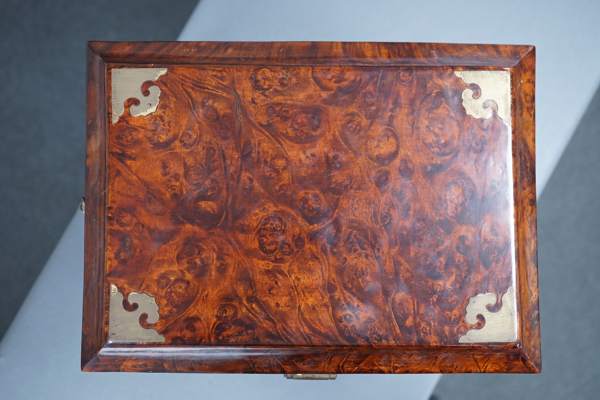 A Chinese burrwood scholar's cabinet, 19th century